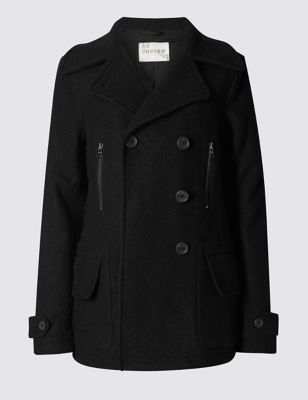 Long Sleeve Peacoat with Wool